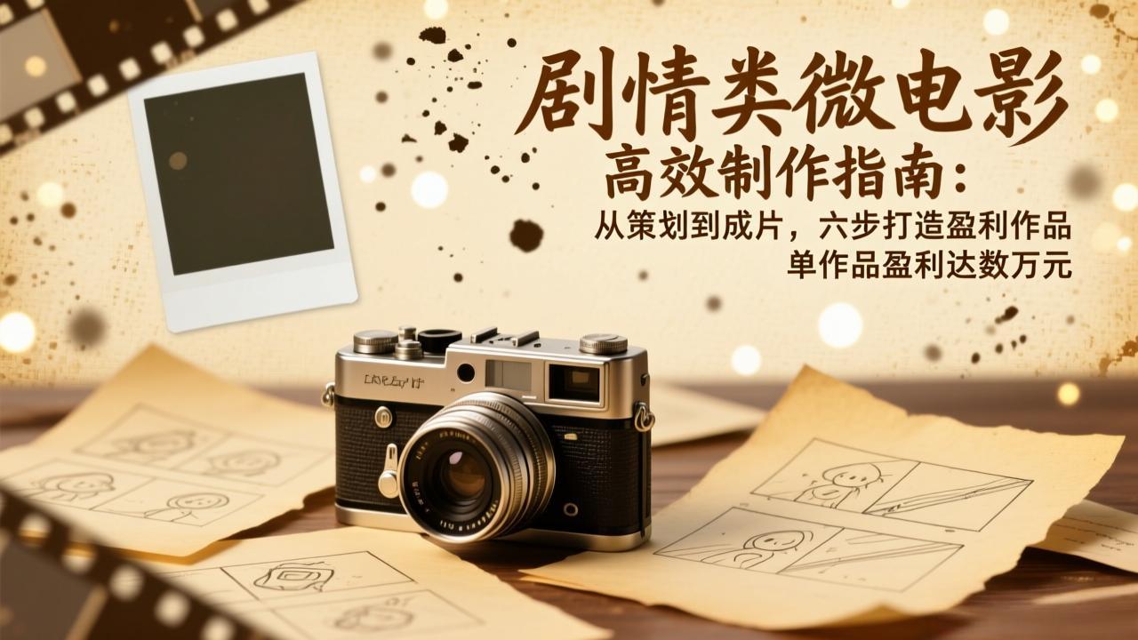 剧情类微电影高效制作指南：从策划到成片，六步打造盈利作品，单作品盈利达数万元-摇钱述