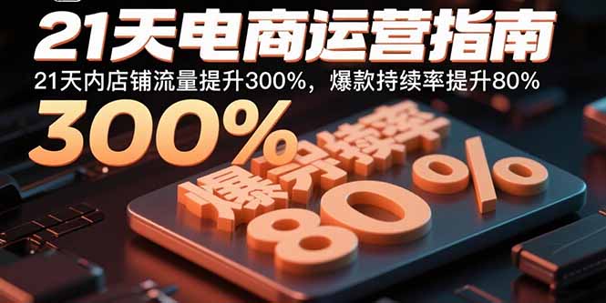 21天电商运营指南：21天内店铺流量提升300%，爆款持续率提升80%-摇钱述