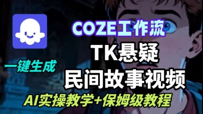 Coze扣子工作流一键生成TK悬疑民间故事视频，AI实操教学+保姆级教程-摇钱述