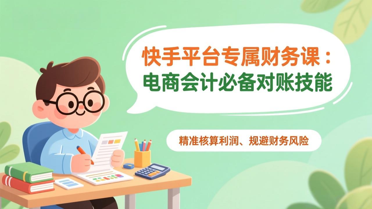 快手平台专属财务课：电商会计必备对账技能，精准核算利润、规避财务风险-摇钱述