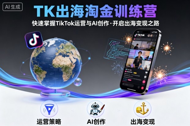 TK出海淘金训练营，助你快速掌握TikTok运营与AI创作，开启出海变现之路-摇钱述
