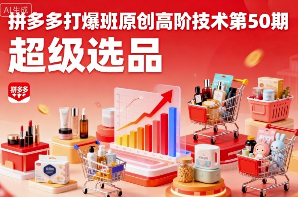 拼多多打爆班原创高阶技术第50期，超级选品-摇钱述