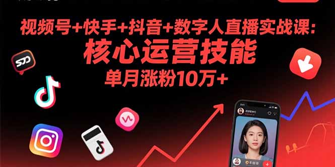 视频号+快手+抖音+数字人直播实战课(9月-摇钱述