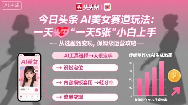 今日头条AI美女赛道玩法，一天轻松5张，小白轻松上手-摇钱述