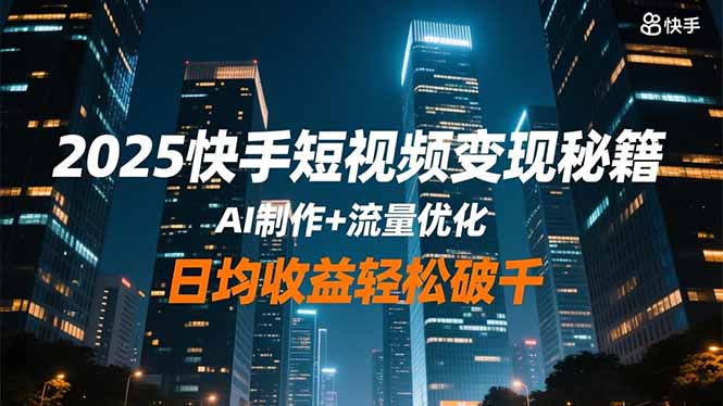 2025快手短视频变现秘籍，AI制作+流量优化，日均收益轻松破千-摇钱述