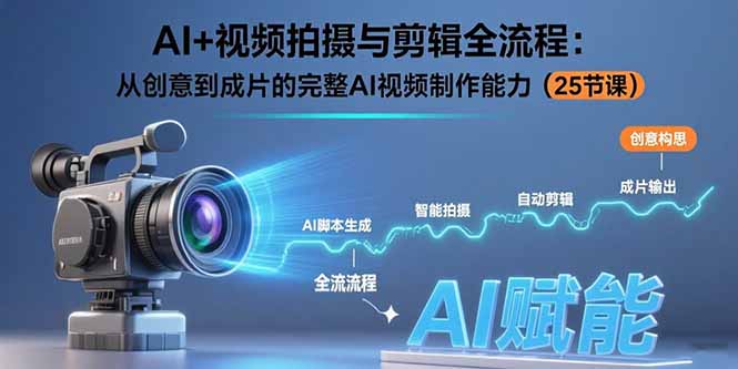 AI+视频拍摄与剪辑全流程：从创意到成片的完整AI视频制作能力(25节课-摇钱述