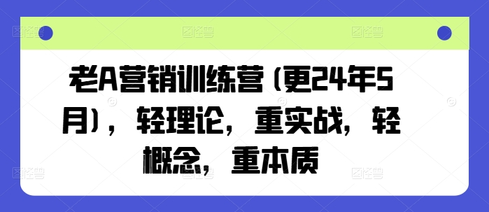 老A营销训练营(更25年10月)，轻理论，重实战，轻概念，重本质-摇钱述