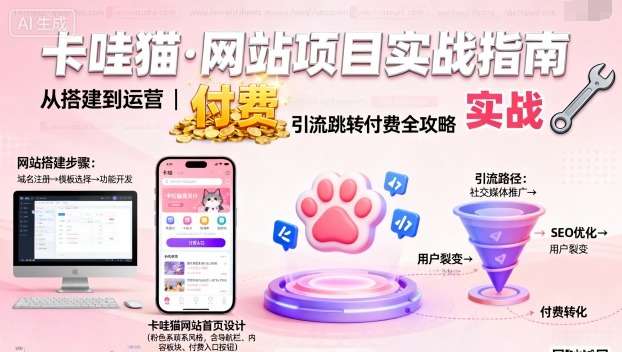 卡哇猫·网站项目,网站搭建与运营以及引流跳转付费