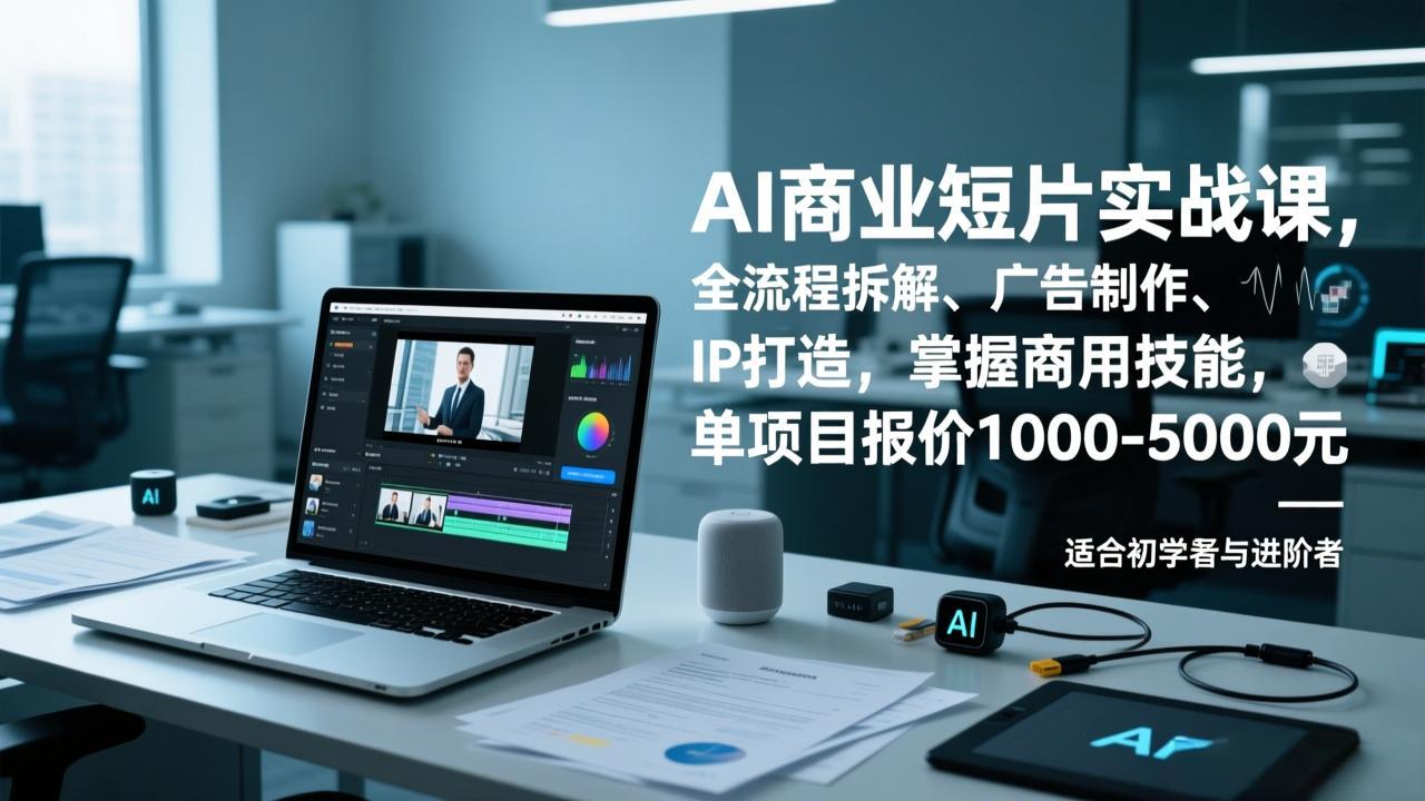 AI商业短片实战课，全流程拆解、广告制作、IP打造，掌握商用技能，单项目报价1000-5000元-摇钱述